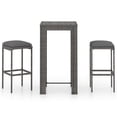 thumbnail image 1 of vidaXL 3 Piece Patio Bar Set with Cushions Poly Rattan Gray, 1 of 73