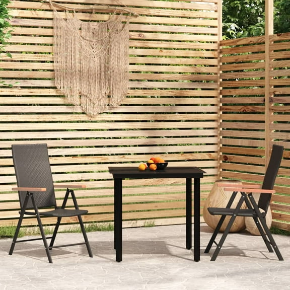 vidaXL 3 Piece Patio Dining Set Black, 3099113