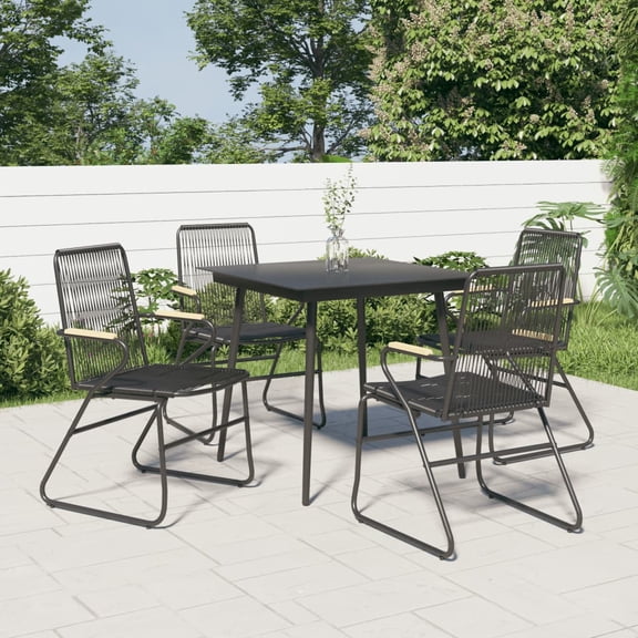 vidaXL 3 Piece Patio Dining Set Black PVC Rattan