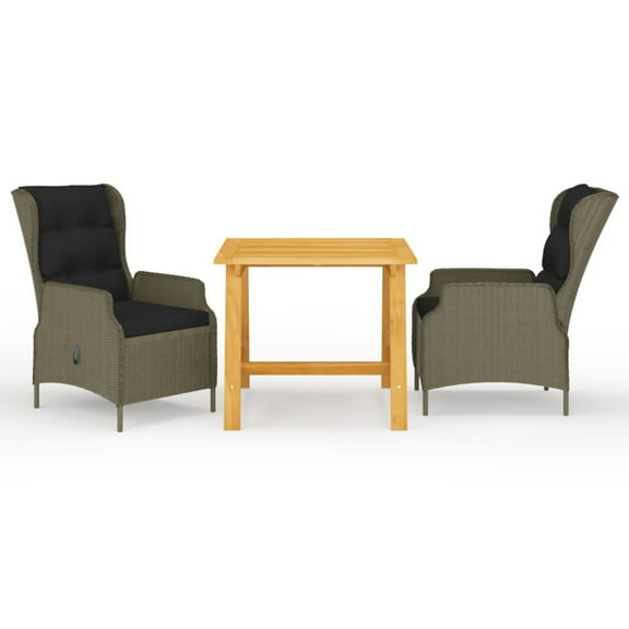 vidaXL 3 Piece Patio Dining Set Brown