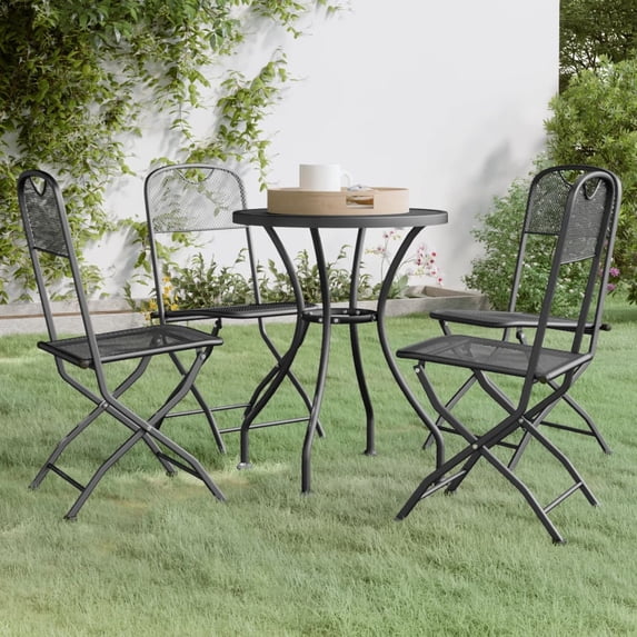 vidaXL 3 Piece Patio Dining Set Expanded Metal Mesh Anthracite