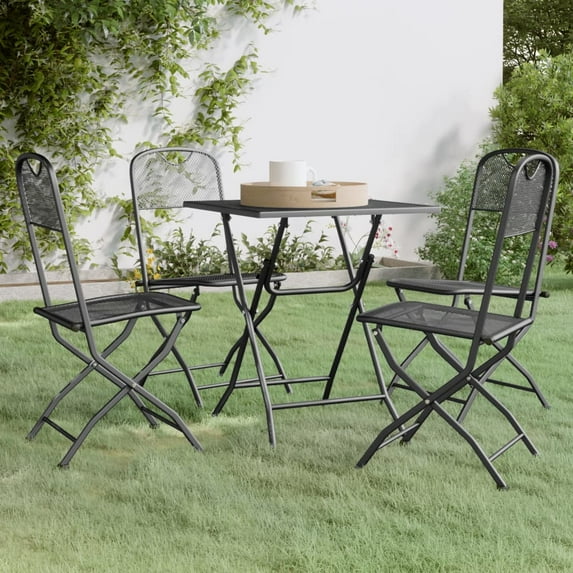 vidaXL 3 Piece Patio Dining Set Expanded Metal Mesh Anthracite