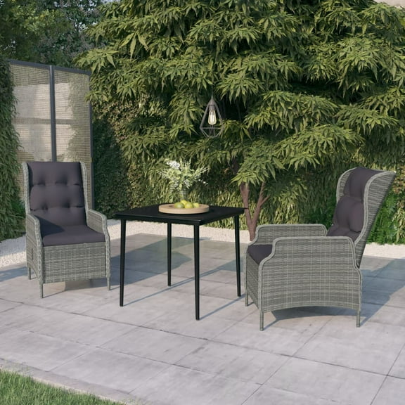 vidaXL 3 Piece Patio Dining Set Light Gray, 3099661