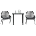 thumbnail image 1 of vidaXL 3 Piece Patio Dining Set with Cushions Black Poly Rattan Glass, 1 of 10