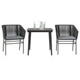 thumbnail image 1 of vidaXL 3 Piece Patio Dining Set with Cushions Black Poly Rattan Glass, 1 of 10