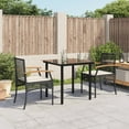 thumbnail image 1 of vidaXL 3 Piece Patio Dining Set with Cushions Black Poly Rattan, 1 of 9