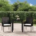 thumbnail image 1 of vidaXL 3 Piece Patio Dining Set with Cushions Black Poly Rattan, 1 of 9