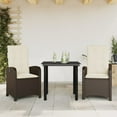 thumbnail image 1 of vidaXL 3 Piece Patio Dining Set with Cushions Brown Poly Rattan, 1 of 9