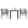 thumbnail image 1 of vidaXL 3 Piece Patio Dining Set with Cushions Gray Poly Rattan Glass, 1 of 10