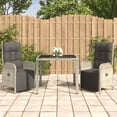 thumbnail image 1 of vidaXL 3 Piece Patio Dining Set with Cushions Gray Poly Rattan, 1 of 10