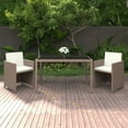thumbnail image 1 of vidaXL 3 Piece Patio Dining Set with Cushions Poly Rattan Beige, 1 of 7