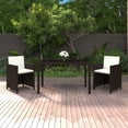 thumbnail image 1 of vidaXL 3 Piece Patio Dining Set with Cushions Poly Rattan Brown, 1 of 7
