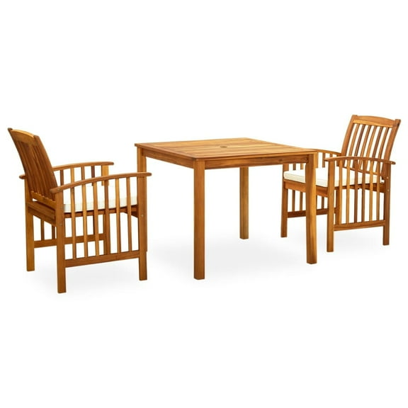 vidaXL 3 Piece Patio Dining Set with Cushions Solid Acacia Wood