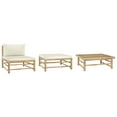 thumbnail image 1 of vidaXL 3 Piece Patio Lounge Set with Cream White Cushions Bamboo, 1 of 10