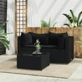 thumbnail image 1 of vidaXL 3 Piece Patio Lounge Set with Cushions Black Poly Rattan, 1 of 10