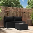 thumbnail image 1 of vidaXL 3 Piece Patio Lounge Set with Cushions Black Poly Rattan, 1 of 8