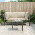 thumbnail image 1 of vidaXL 3 Piece Patio Lounge Set with Cushions Gray Poly Rattan, 1 of 9