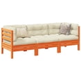 thumbnail image 1 of vidaXL 3 Piece Patio Sofa Set with Cushions Wax Brown Solid Wood Pine, 1 of 9