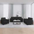 thumbnail image 1 of vidaXL 3 Piece Sofa Set with Cushions Black Faux Leather, 1 of 7