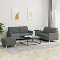 thumbnail image 1 of vidaXL 3 Piece Sofa Set with Cushions Dark Gray Fabric, 1 of 7