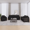 thumbnail image 1 of vidaXL 3 Piece Sofa Set with Pillows Black Fabric, 1 of 7