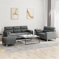 thumbnail image 1 of vidaXL 3 Piece Sofa Set with Pillows Dark Gray Fabric, 1 of 8