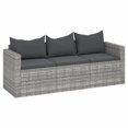 thumbnail image 1 of vidaXL 3 Seat Patio Sofa Outdoor Conversation Sofa with Cushions Poly Rattan, 1 of 6