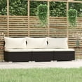 thumbnail image 1 of vidaXL 3 Seat Patio Sofa with Cushions Black Poly Rattan, 1 of 9