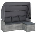 thumbnail image 1 of vidaXL 3-Seater Patio Sofa with Roof and Footstool Garden Couch Poly Rattan, 1 of 17