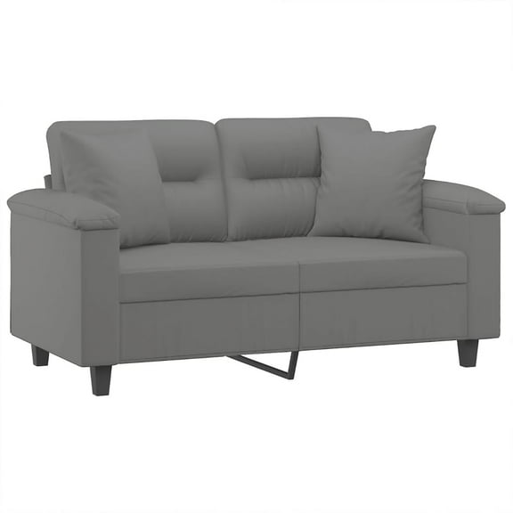 vidaXL 3-Seater Sofa with Pillows Couch Settee Dark Gray Microfiber Fabric