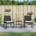 thumbnail image 1 of vidaXL 3 piece Patio Dining Set with Cushions Black PP Rattan, 1 of 6