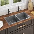 thumbnail image 1 of vidaXL 34.1-inch Kitchen Sink with Strainer, Top-Mount Sink Double Bowl, Silver Stainless Steel, 1 of 10