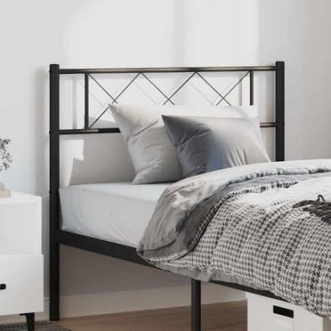 vidaXL 35,4'' High Metal Headboard, Steel Headboard for 39.4" Wide Bed, Easy Assembly, Black
