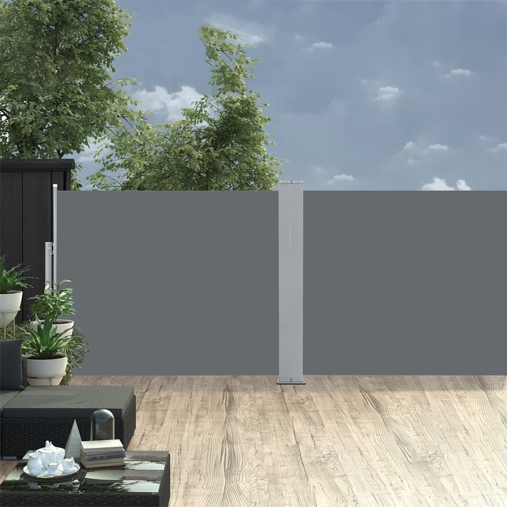 Anthracite Polyester Retractable Side Awning Privacy Screen