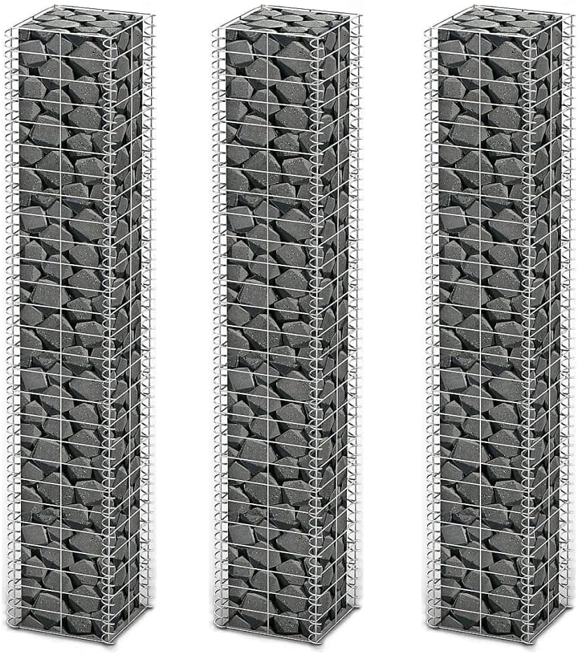 vidaXL 3X Gabion 59" Steel Retaining Wall Garden Edging Cage Basket Planter 9.8" x 9.8" x 59.1"