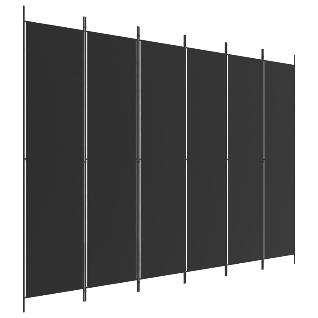 vidaXL Room Divider Modern 6-Panel Freestanding Fabric Black