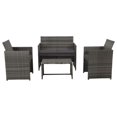 thumbnail image 1 of vidaXL 4 Piece Garden Lounge with Cushions Set Poly Rattan Gray, 43909, 1 of 7
