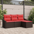 thumbnail image 1 of vidaXL 4 Piece Garden Sofa Set with Cushions Brown Poly Rattan, 1 of 5