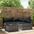 thumbnail image 1 of vidaXL 4 Piece Patio Lounge Set with Cushions Gray Poly Rattan, 1 of 11