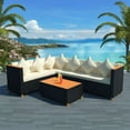 thumbnail image 1 of vidaXL 4 Piece Patio Lounge Set with Cushions Poly Rattan Black, 1 of 9
