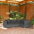 thumbnail image 1 of vidaXL 4 Piece Patio Lounge Set with Cushions Poly Rattan Gray, 1 of 7