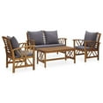 thumbnail image 1 of vidaXL 4 Piece Patio Lounge Set with Cushions Solid Acacia Wood, 1 of 12