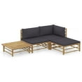 thumbnail image 1 of vidaXL 4 Piece Patio Lounge Set with Dark Gray Cushions Bamboo, 1 of 12