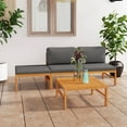 thumbnail image 1 of vidaXL 4 Piece Patio Lounge Set with Gray Cushions Solid Teak Wood, 1 of 6