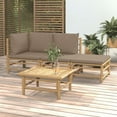 thumbnail image 1 of vidaXL 4 Piece Patio Lounge Set with Taupe Cushions Bamboo, 1 of 9