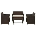 thumbnail image 1 of vidaXL 4 Piece Patio Lounge with Cushions Set Poly Rattan Brown, 1 of 11