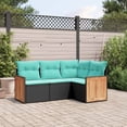 thumbnail image 1 of vidaXL 4 Piece Patio Sofa Set with Cushions Black Poly Rattan, 1 of 5