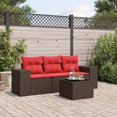 thumbnail image 1 of vidaXL 4 Piece Patio Sofa Set with Cushions Brown Poly Rattan, 1 of 6
