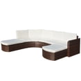 thumbnail image 1 of vidaXL 4 Piece Patio lounge set with Cushions Poly Rattan Brown, 1 of 3