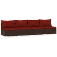 thumbnail image 1 of vidaXL 4 Seater Sofa with Cushions Brown Poly Rattan, 1 of 8